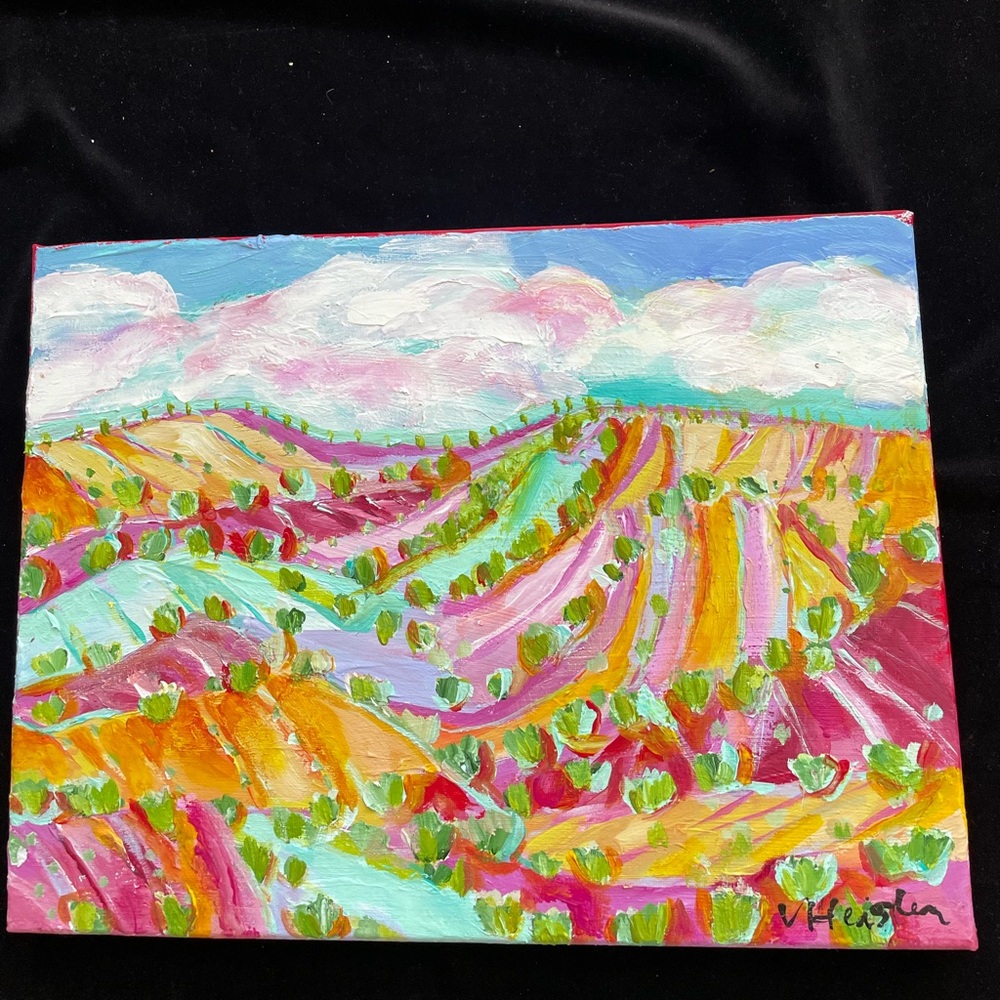Southwest Hills In Spring”Original Acrylic Painting 16”x12”On Canvas Handmade